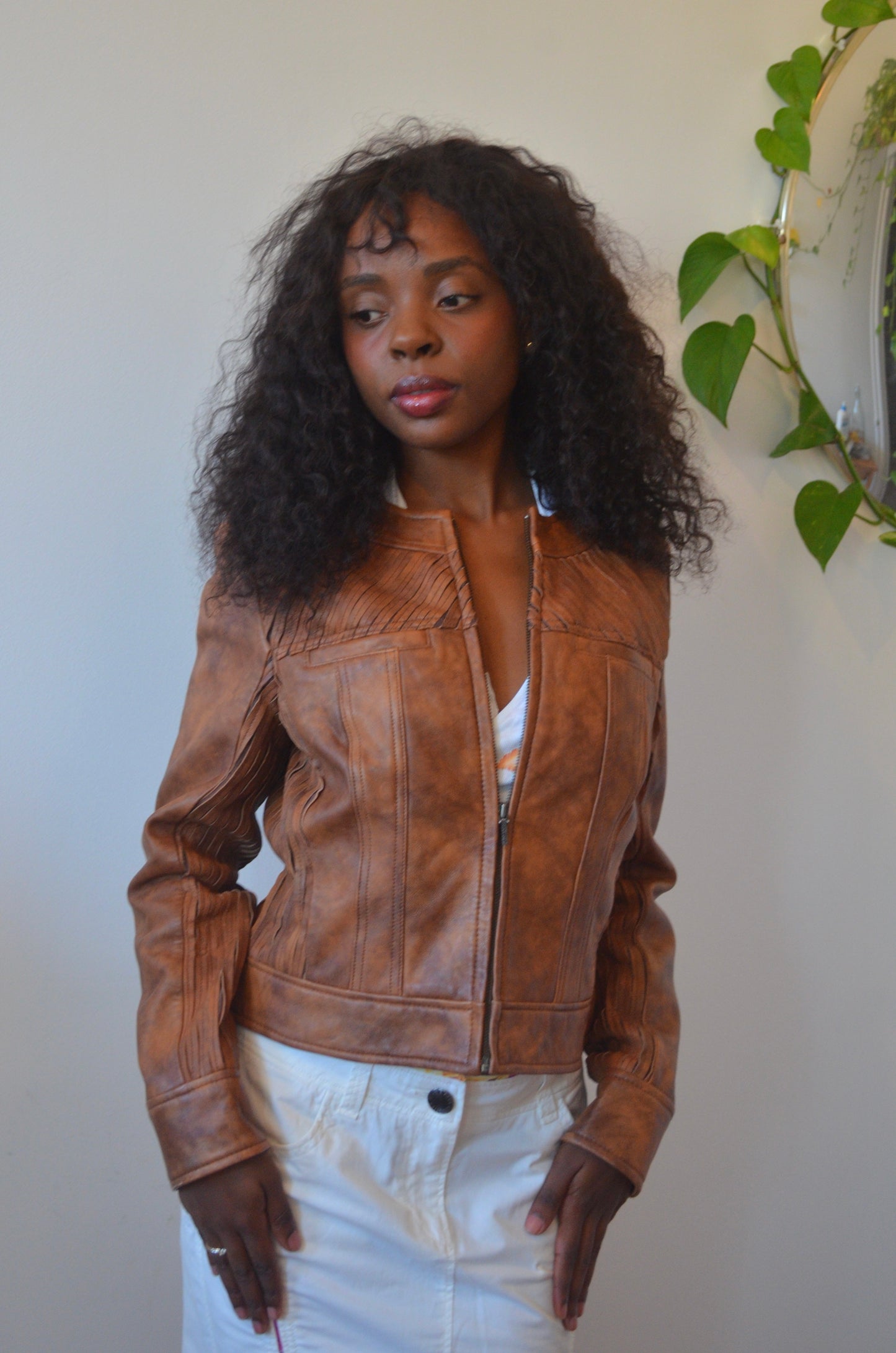 Distressed Brown Leather Jacket