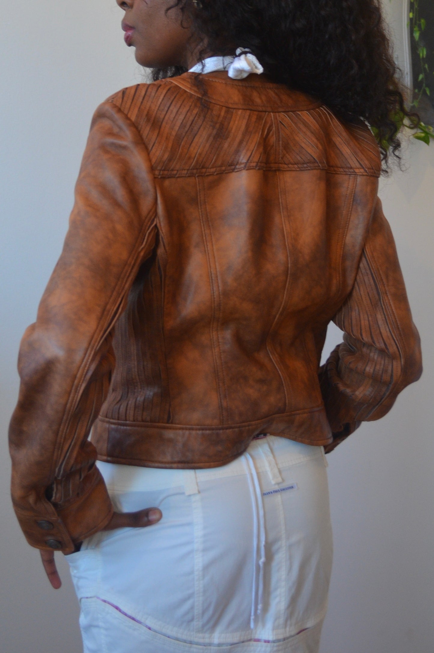 Distressed Brown Leather Jacket