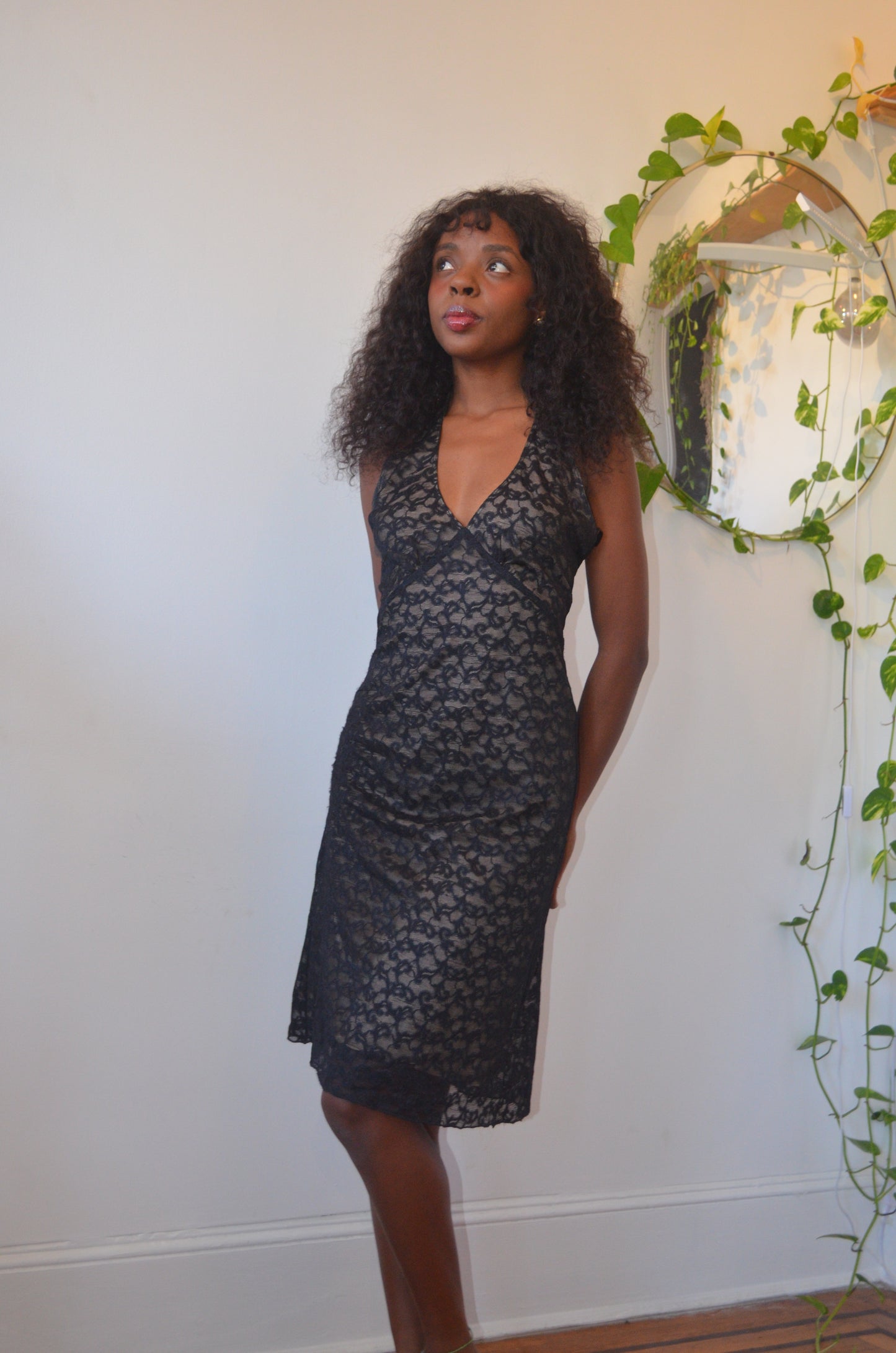 Bebe Lace Halter Dress