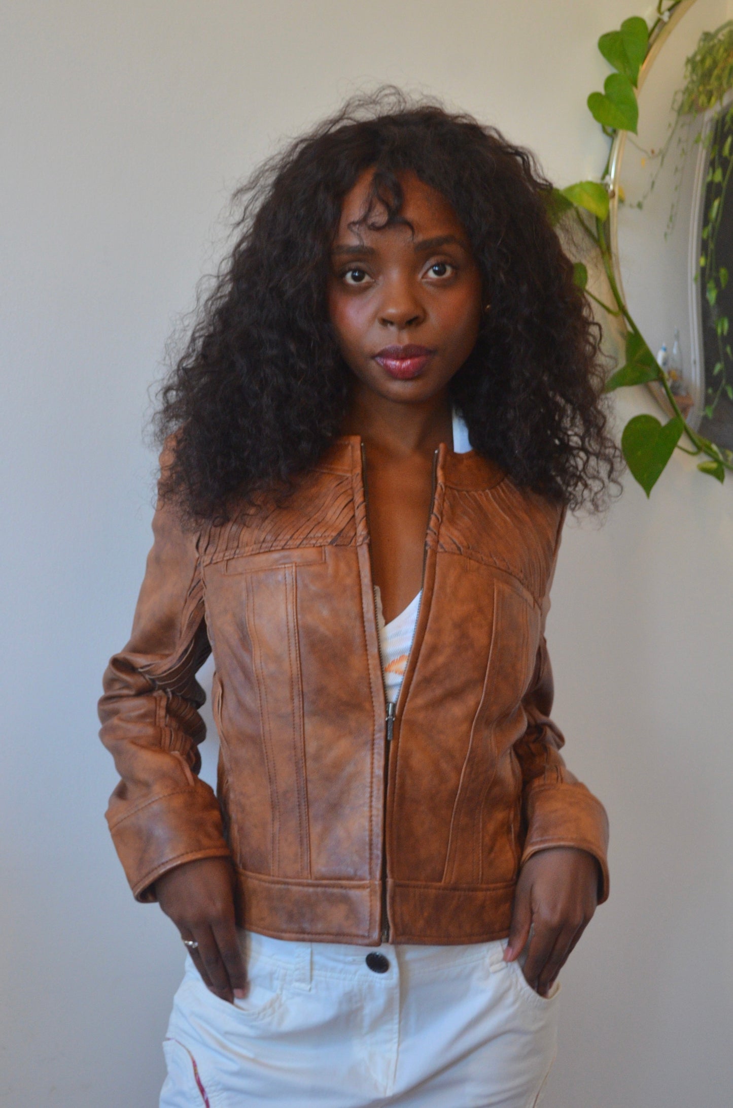 Distressed Brown Leather Jacket