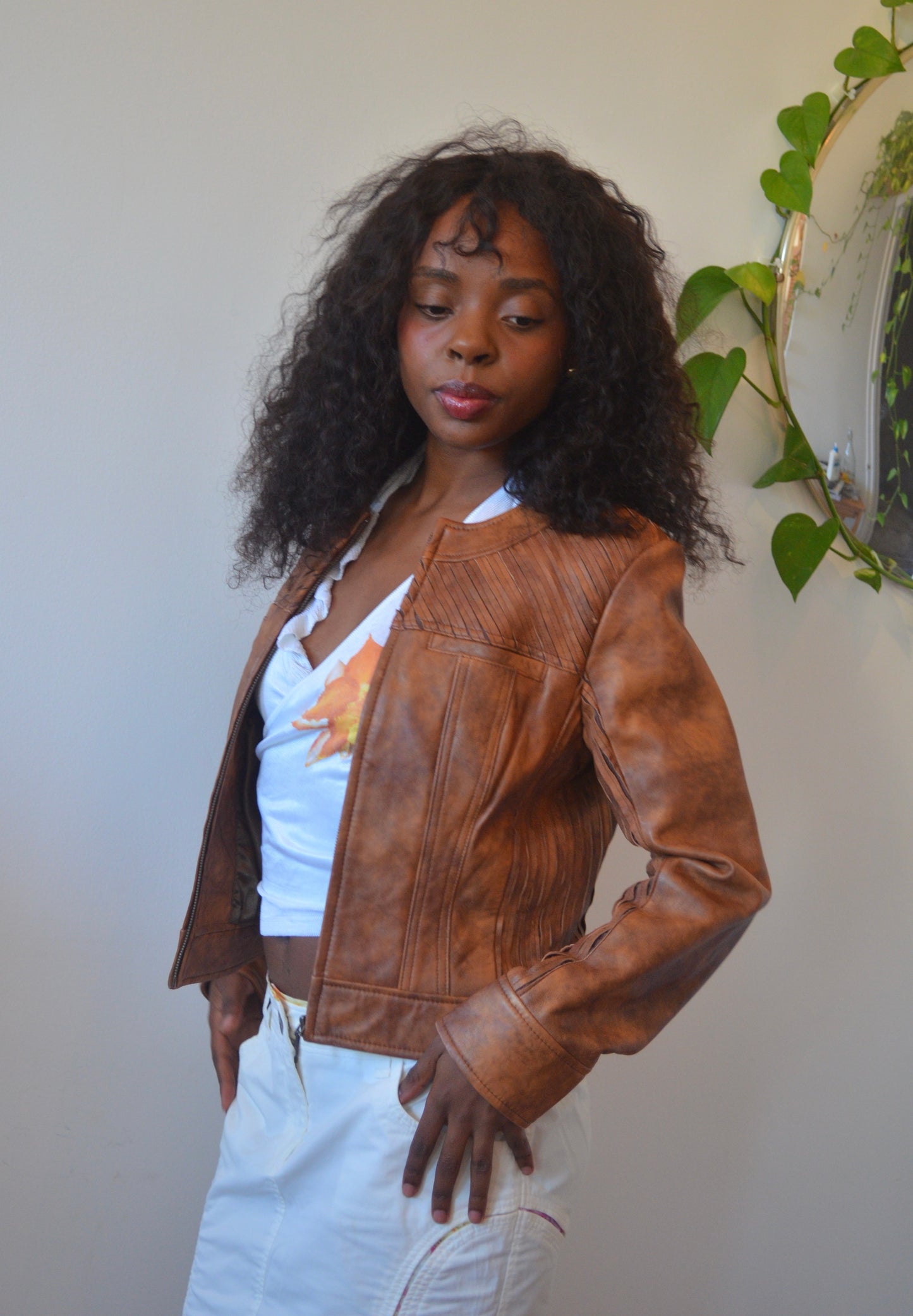 Distressed Brown Leather Jacket