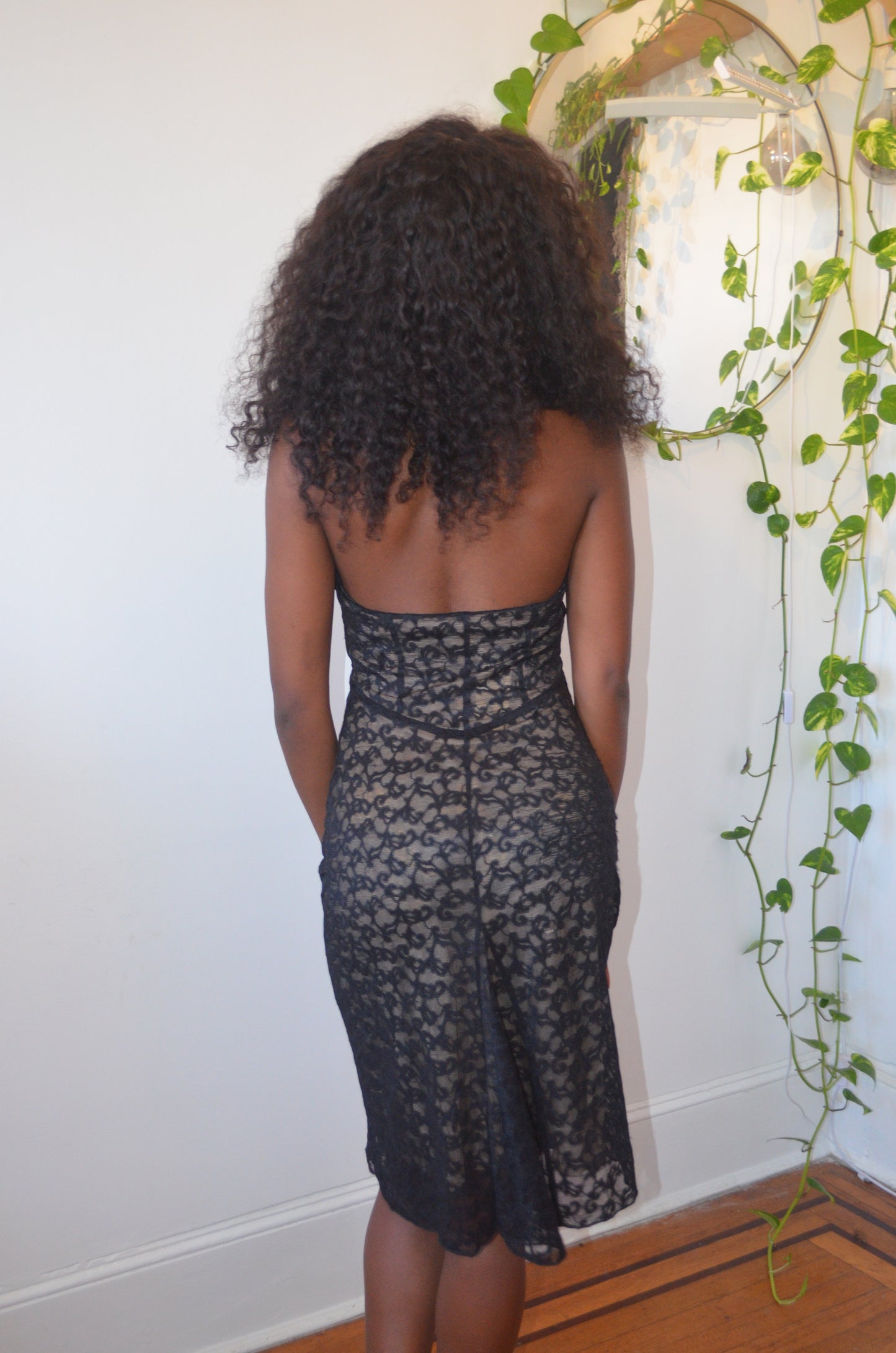 Bebe Lace Halter Dress