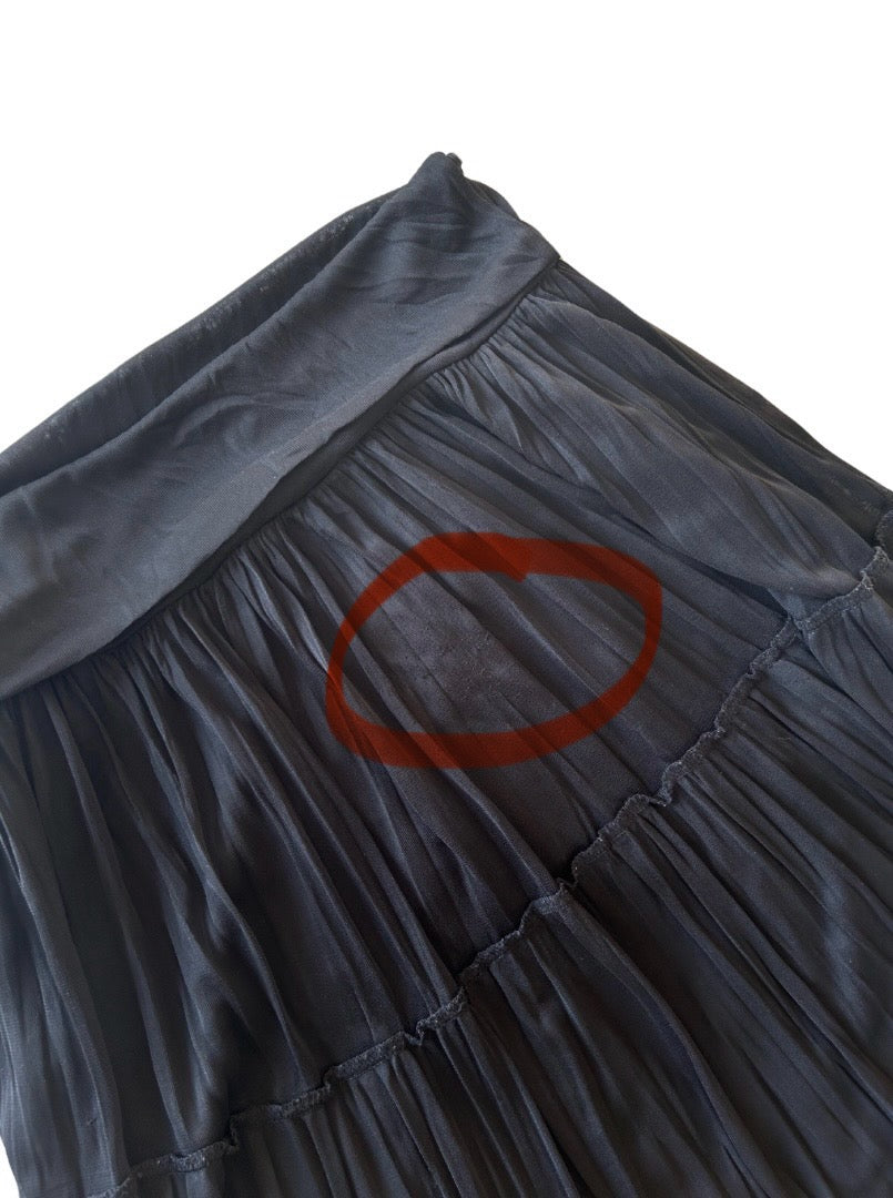 Black Tiered Midi Skirt